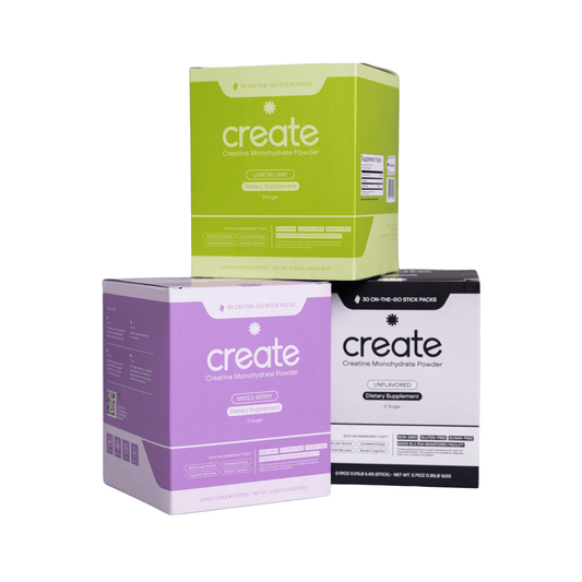 Core Create single-serve creatine powder — box with flavor sachet