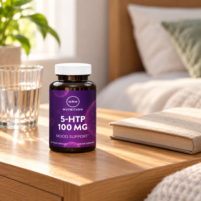 MRM Nutrition 5-HTP 100 mg on a table at home