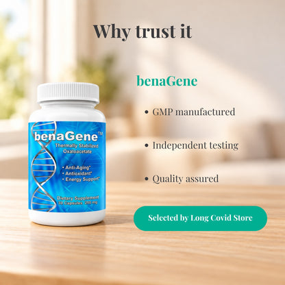 Why trust benaGene Oxaloacetate Capsules: GMP manufactured; Independent testing; Quality assured