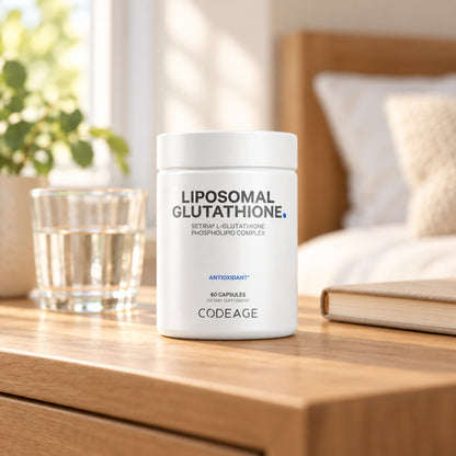 Codeage Liposomal Glutathione on a table at home