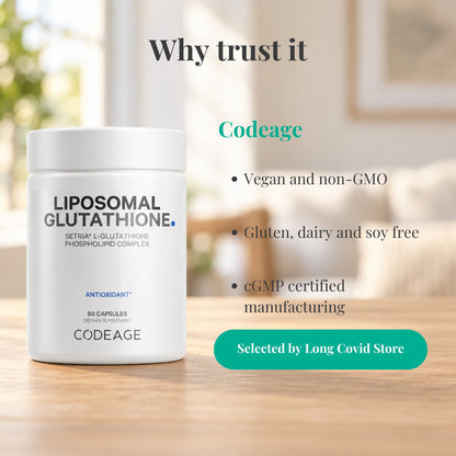 Why trust Codeage Liposomal Glutathione: Vegan and non-GMO; Gluten, dairy and soy free; cGMP certified manufacturing