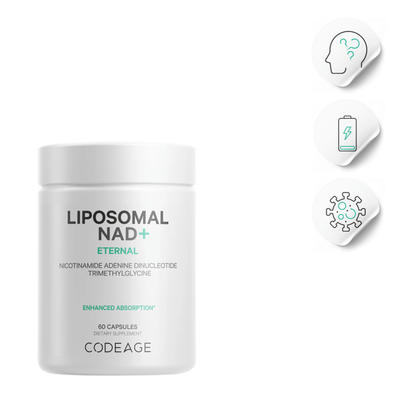 Codeage Liposomal NAD+ bottle — 60 capsules for cellular coenzyme and wellness support.