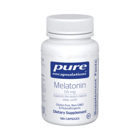 Pure Encapsulations Low Dose Melatonin 0.5 mg on a white background