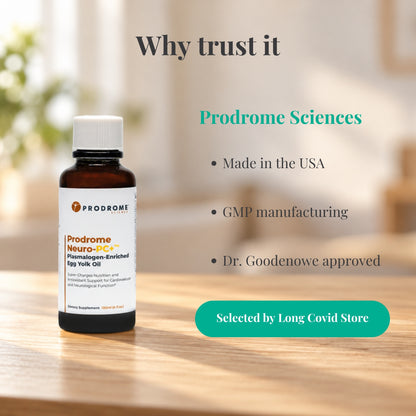 Why trust Prodrome Sciences Neuro PC+ Egg Yolk Oil 120 mL: Made in the USA; GMP manufacturing; Dr. Goodenowe approved