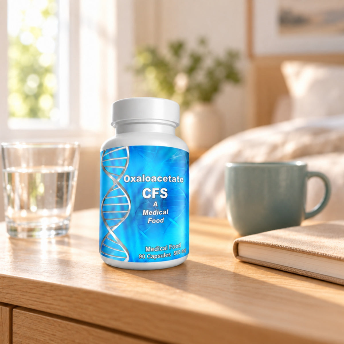 Terra Biological Oxaloacetate CFS 500 mg on a table at home