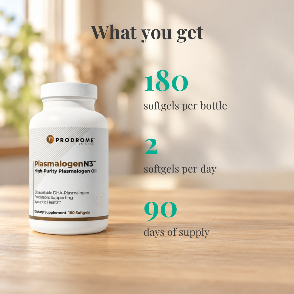 Prodrome Sciences PlasmalogenN3 Softgels: 180 softgels per bottle, 2 softgels per day, 90 days of supply