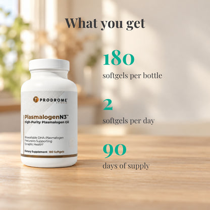 Prodrome Sciences PlasmalogenN3 Softgels: 180 softgels per bottle, 2 softgels per day, 90 days of supply