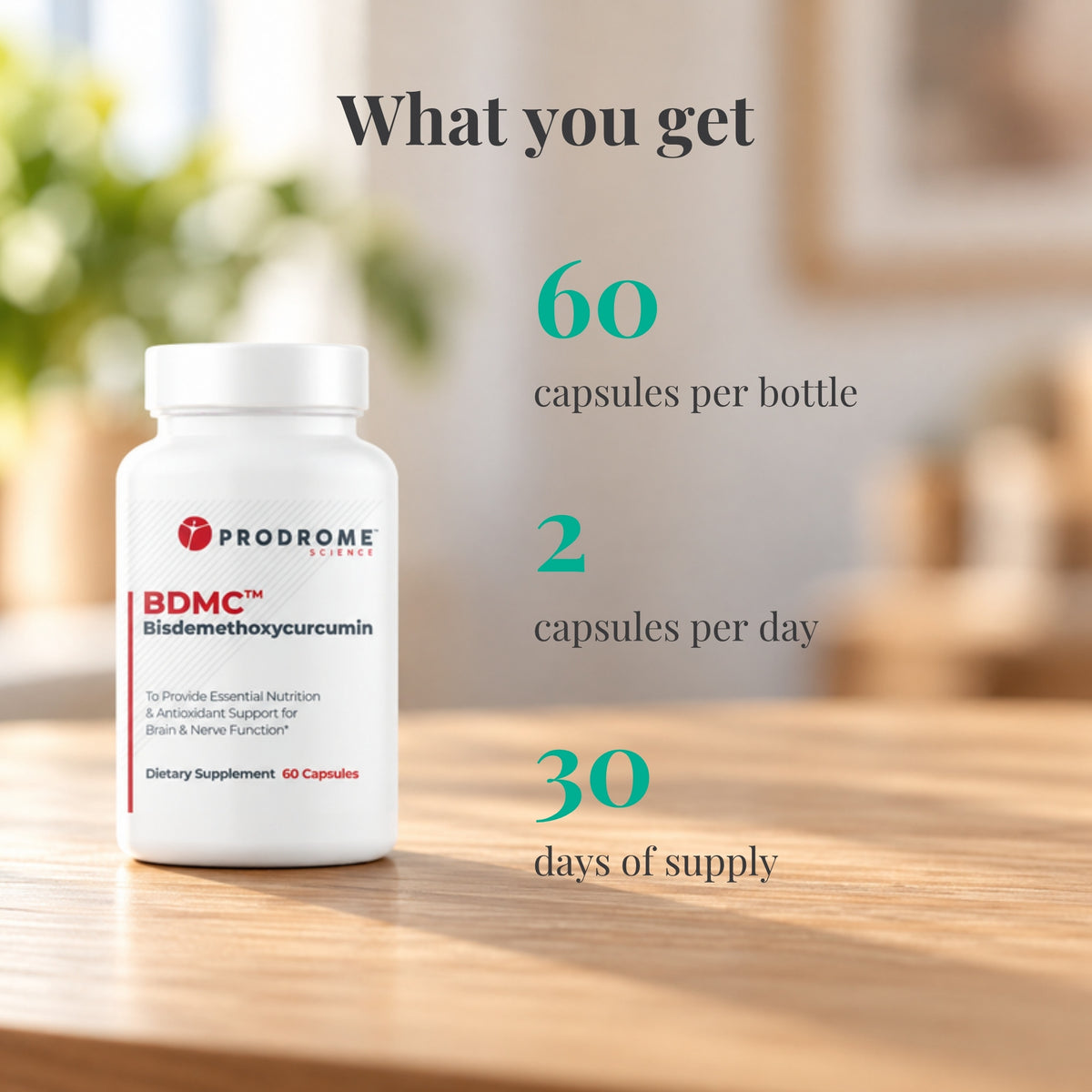 ProdromeBDMC Curcumin 60 Capsules by Prodrome Sciences: 60 capsules per bottle, 2 capsules per day, 30 days of supply