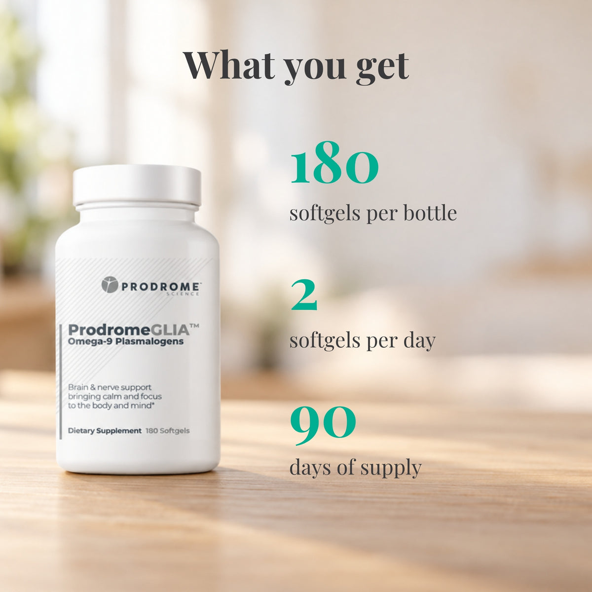 ProdromeGlia Softgels 180 Count by Prodrome Sciences: 180 softgels per bottle, 2 softgels per day, 90 days of supply