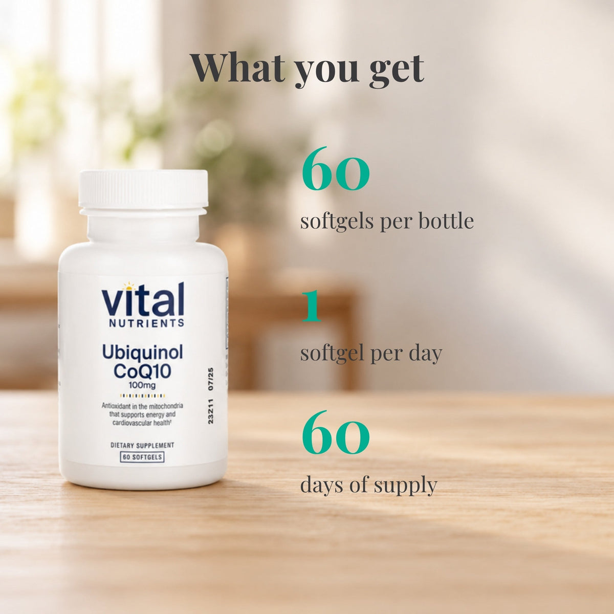 Ubiquinol CoQ10 100 mg | Cellular Energy Support | Vital Nutrients - Vital Nutrients - Long Covid Store