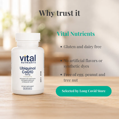 Ubiquinol CoQ10 100 mg | Cellular Energy Support | Vital Nutrients - Vital Nutrients - Long Covid Store