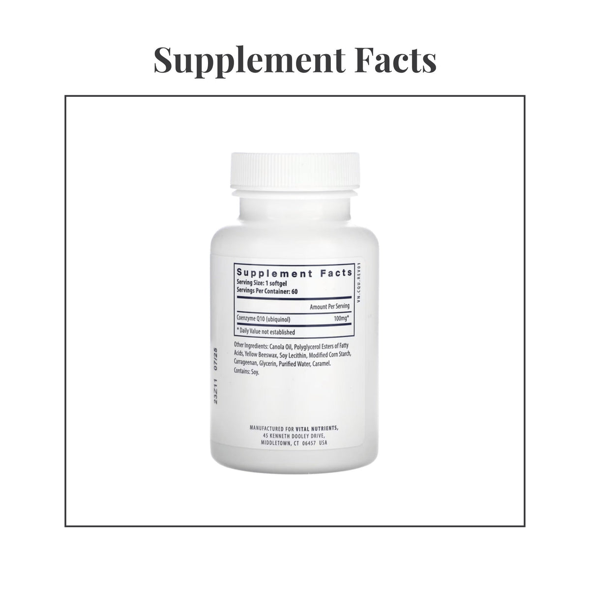 Ubiquinol CoQ10 100 mg | Cellular Energy Support | Vital Nutrients - Vital Nutrients - Long Covid Store