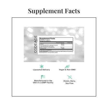 Facts panel from the label of Codeage Urolithin A