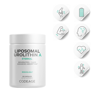 Codeage Urolithin A bottle — 60-count capsules for cellular energy and muscle support