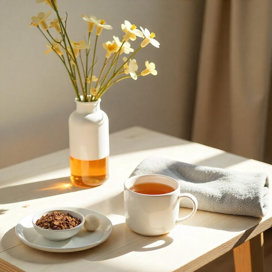 Tea and supplements representing trusted tools for Long Covid