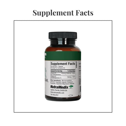 Facts panel from the label of NutraMedix Vitamin D3 & K2 5000 IU
